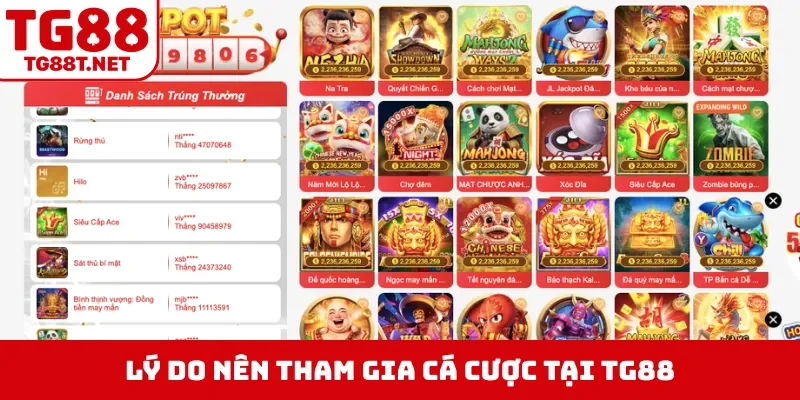Lý do nên tham gia cá cược tại TG88